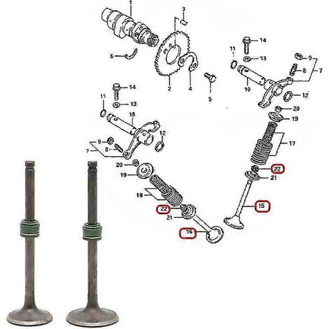 Ventilschaftdichtungssatz für Einlass- und Auslassventile für Suzuki GN125 GZ125 GS125 DR125 (1/5)