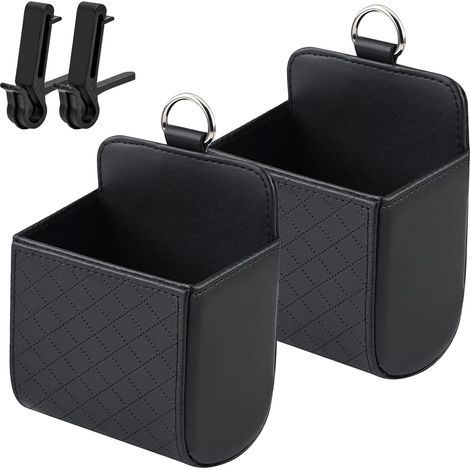 Lot de 2 sacs de rangement pour grille d’aération voiture, pochettes noires pratiques pour petits objets et tickets (1/5)