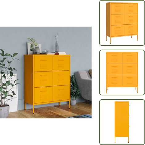 Cassetti estensibili - vidaXL Cassettiera Giallo Senape 80x35x101,5 cm in Acciaio - Armadio per casa