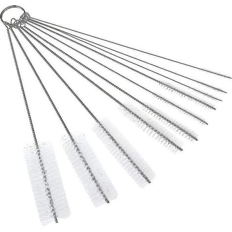 Brosse à tube en nylon, brosse de nettoyage, brosse de nettoyage de tube de bouteille en verre clavier de bouilloire de biberon, brosse de nettoyage de tuyau (blanc) (1/3)