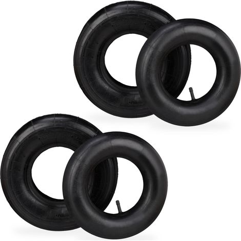 Relaxdays – Roue de brouette 4.00-6 avec chambre à air – Lot de 2 pneus jusqu’à 136 kg – Caoutchouc noir pour terrains accidentés