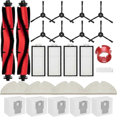 Accessoires pour aspirateur : brosse principale en caoutchouc, brosse latérale, filtres HEPA, lingettes de nettoyage, sacs à poussière. (1/5)