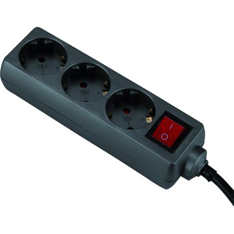 TSD 3 Prises avec Interrupteur, 1,4 m, Titane, Noir