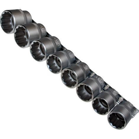 Vielzahn Stecknüsse 8-teilig 20 bis 32 mm 1/2 Zoll mit Steckleiste