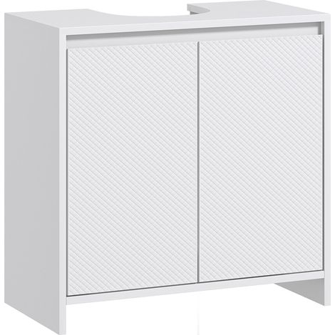Mobile bagno a 2 ante con ripiano regolabile e vano contenitore per lavabo, 60L x 30P x 60A cm, bianco