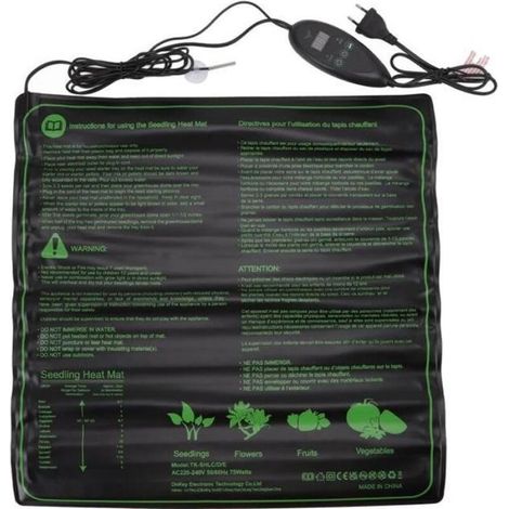 Coussin chauffant électrique - 50 x 50 cm - 6 niveaux de température réglables - 230 V - Convient à la culture des jeunes plants (1/3)