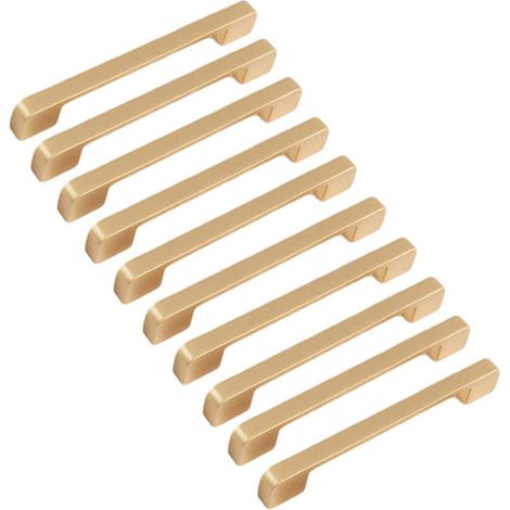 Lot de 10 poignées de meuble en alliage de zinc – Finition dorée – Entraxe 128mm – Installation facile pour armoires et tiroirs