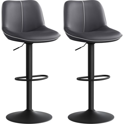 Vasagle – Lot de 2 tabourets de bar réglables en hauteur – Dossier ergonomique – Base métallique – Noir d'encre – Hauteur d'assise 63-84 cm (1/5)