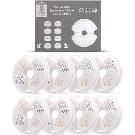 Juego de 8 filtros para bebedero para gatos Maxistoo, sistema de filtrado de 4 capas, sin BPA (1/5)