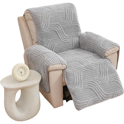 Funda gris, suave y antideslizante para sillón reclinable de silla de ruedas eléctrica. (1/5)