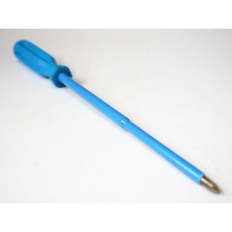 Tournevis cruciforme Phillips 4X150mm isolé 1000V manche bleu lame acier ATEX II PH0 DERANCOURT
