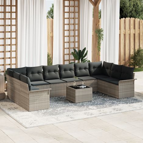 Garden Sofa Set with Cushion 11 pcs Grey Poly rattan vidaXL (1/5)