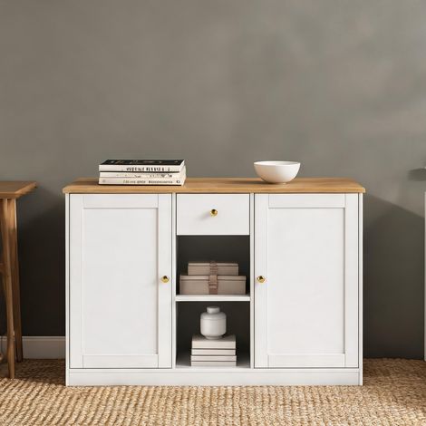 Buffet coloris blanc en bois 120 x 35 x 75,2 cm (1/5)