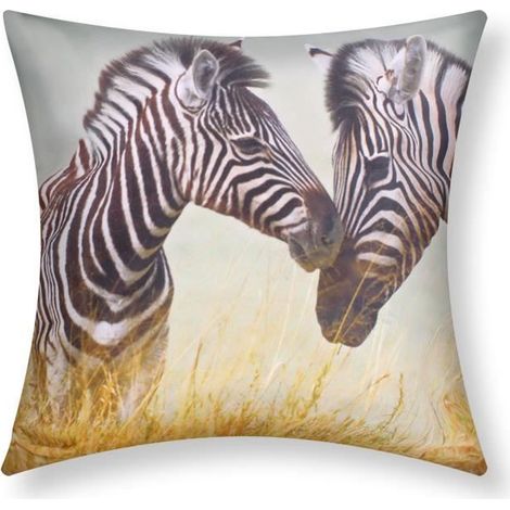 Housses de Coussin - AVIZAR - Lot de 2 - Motif Zèbre - 40x40 cm - Design Contemporain (1/5)