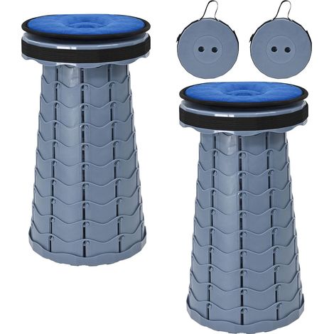 2 Tabourets Télescopiques Pliables Gris, 6-45 cm, avec Coussin (1/5)