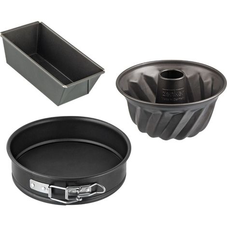 Set de 3 mini moules à cake 15 cm, charnière 16 cm et kouglof 18 cm Zenker Spécial Mini