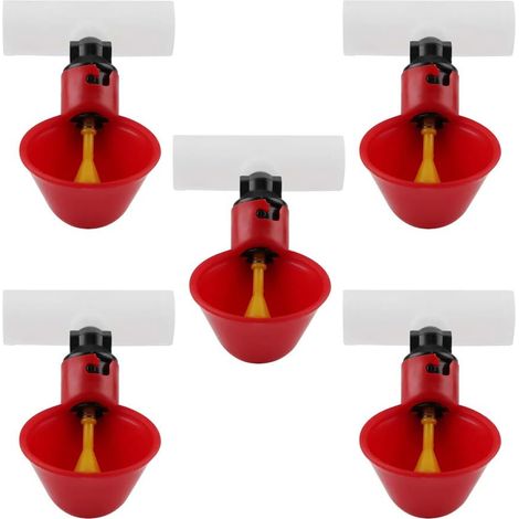 Abreuvoir Automatique pour Poules, Lapins et Volaille – Lot de 5 Distributeurs d'Eau à Bille 20mm – Fontaine Abreuvoir pour Canards, Oiseaux, Pigeons et Cailles – S'adapte sur Bo (1/5)