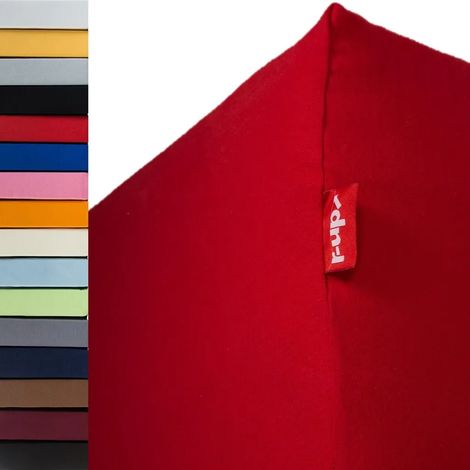 Drap-housse élastiqué pour matelas 120x200 à 130x200 cm, hauteur jusqu'à 35 cm, rouge rubis, 100% coton 130g/m² (1/5)