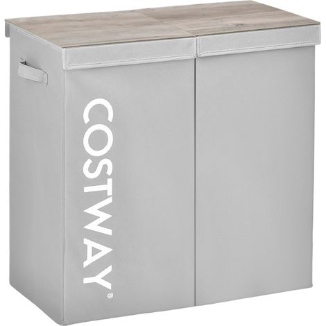 Cesta para la ropa sucia con 2 compartimentos 62 x 31 x 60 cm para una clasificación eficiente ambiente acogedor de tela no tejida gris 200019638