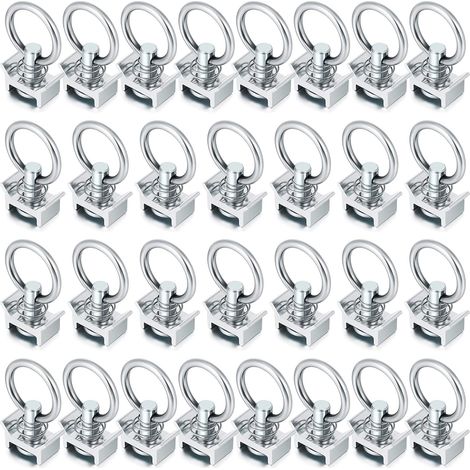 20PCS, Single Stud Fitting L Track 4, 000lb Capacity with Stainless Steel Round Ring, Aluminum Guardian Cargo Control