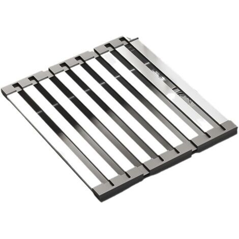 Égouttoir enroulable en acier inoxydable, tapis de cuisine pliable à poser sur l'évier, égouttoir enroulable de 50 cm x 32,5 cm, design compact (1/5)
