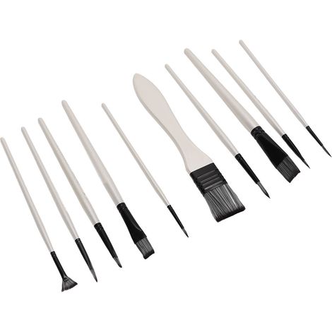 Lot de 10 pinceaux artistiques en nylon, manche bois, pour aquarelle et peinture acrylique, différentes tailles (1/5)