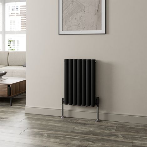 Black Oval Column Designer Radiator Vertical Horizontal 600 x 420mm Double Panel (1/5)