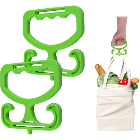 Set da 2 portaborse della spesa durevoli e robusti con maniglia per il trasporto, accessori per la spesa, strumenti per risparmiare fatica nel trasportare borse della spesa, secchi e altro (1/5)