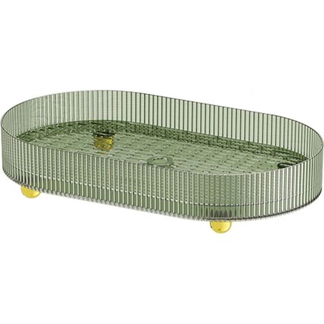 Plateau De Rangement - Plateau Acrylique Transparent Vert - Pour Maquillage Café Table De Chevet Salle De Bain - 38,5 X 22,4 Cm - 1 Pièce (1/5)
