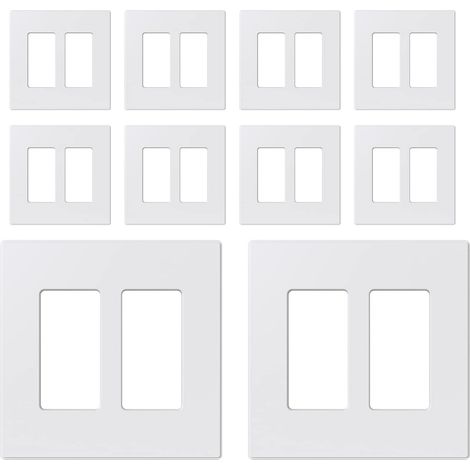 Lot de 10 plaques murales décoratives sans vis, plaque frontale en thermoplastique incassable de taille moyenne pour interrupteur de sortie de réceptacle décoratif (blanc mat) (1/5)