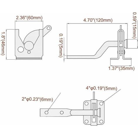 Lucchetto automatico per cancello nero, modello giardino con 6 viti per patio/giardino/ingresso. (1/3)