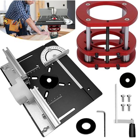 Plaque d'insertion pour table de fraisage avec anneaux, résistante à la rouille et durable, échelle double, en alliage d'aluminium, légère, hauteur réglable, haute précision, idéale pour le travail du (1/5)