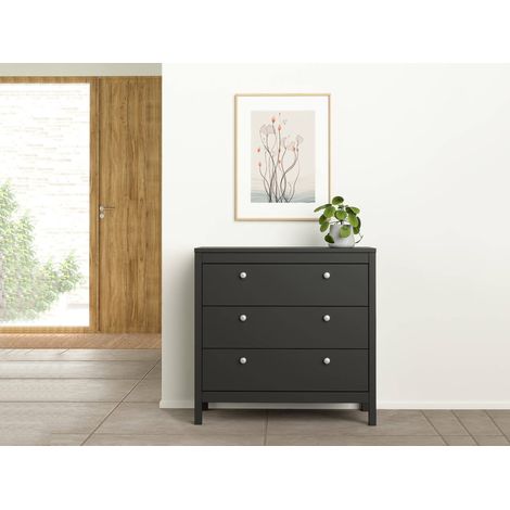 Dmora - Kommode Sagar, Mehrzweckkommode, Schlafzimmerkommode, Schrank mit Schubladen, 82x38 h80 cm, Schwarz (1/5)