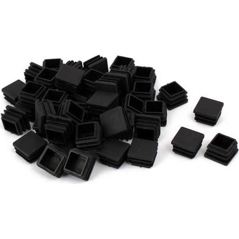 Pied de chaise Embout de fermeture en plastique Insert de tube carre Noir 20mmx20mm 50pcs