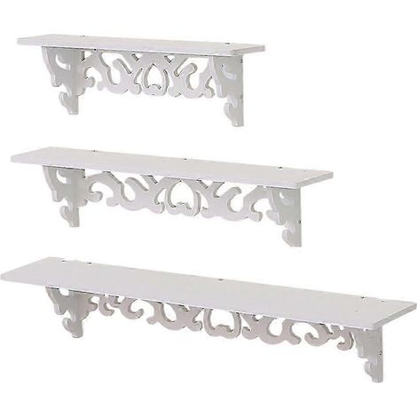 Étagère murale de rangement en bois et plastique blanc, grande capacité, idéale pour le salon, lot de 3 tailles (1/5)