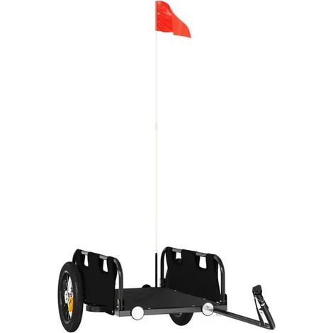 Remorque à vélo en tissu Oxford noir et fer