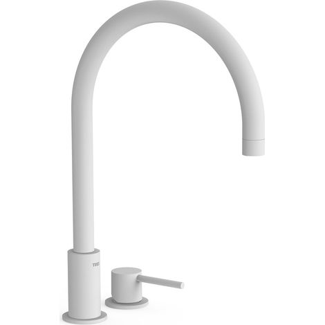 Lavabo mitigeur sur gorge Blanc Mat STUDY - TRES BM (1/2)