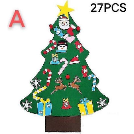 Sapin de Noël en feutrine pour enfants, bricolage, Père Noël, cadeau, décoration de Noël 2024, sapin de Noël, bonne année 2023, style A (1/5)