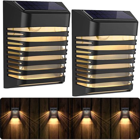 GOECO 2 pezzi Applique Solare da Esterno Lampada da parete a LED For Cortile Giardino Corridoio Terrazza Vicino al muro Sentiero Patio Villa (1/5)