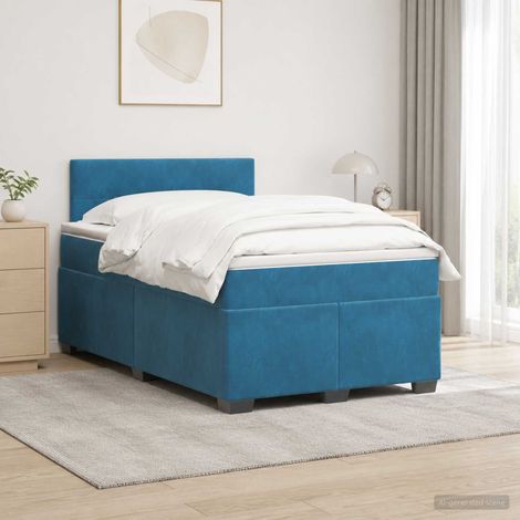 vidaXL Cama con Base Tapizada, Colchón y Luz LED Azul 120 x 200 cm (1/5)