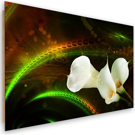 Quadro deco panel, Fiore bianco sullo sfondo marrone - 60x40 (1/5)