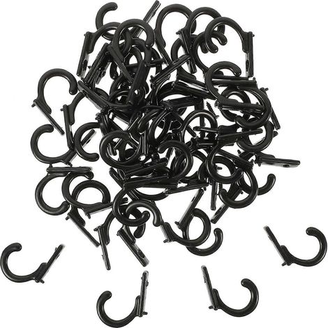 Crochets muraux en alliage de zinc noir, compatibles avec la suspension, lot de 58 petits crochets pour salle de bain, chambre ou cuisine. (1/5)