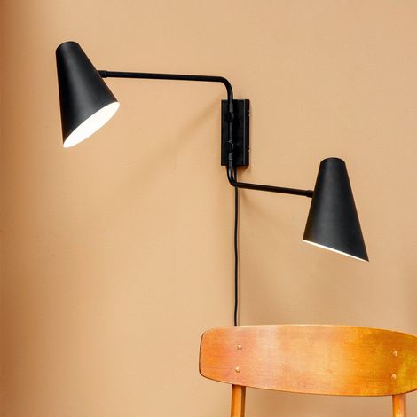 [NEUWERTIG] B-Ware Dyberg Larsen Wandlampe Leuchte Cale schwarz Metall 2flg (1/2)