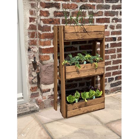 Charles Taylor Wooden 3 Tier Stepped Herb Garden Planter Flower Pot Trough (1/4)