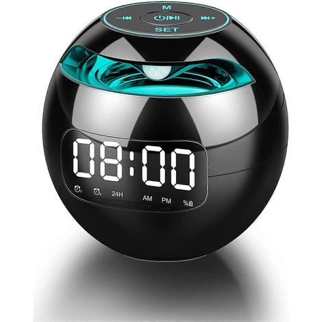 Radio-réveil, réveil numérique de chevet, horloge numérique, haut-parleurs Bluetooth portables, radio-réveil FM (1/3)