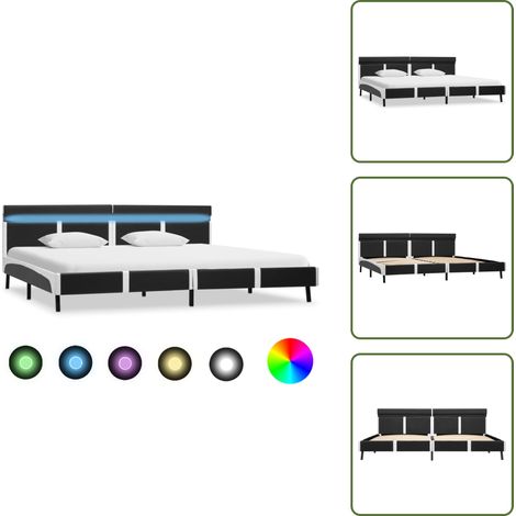Cama LED - vidaXL Estructura cama LED sin colchón cuero sintético gris 180x200 cm - Cama con mando a distancia