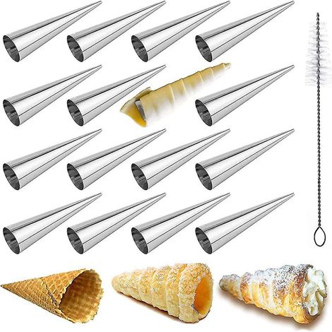 Moule à 16 rouleaux de crème en acier inoxydable, moule à croissants pyramidaux pour cannoli et crème glacée en tube (1/5)