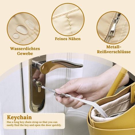 Aufbewahrungstasche – Filz-Handtaschenorganizer – Taschenorganizer – Tasche-in-Tasche – mit Trageband und Innentaschen – Beige – Größe L (1/4)