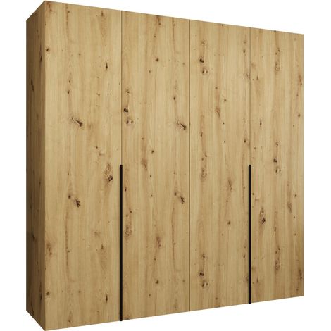 Armario Hartford 537, Roble Artisan, 202x200x52cm, Puertas de armario: Con bisagras, Número de estantes: 0