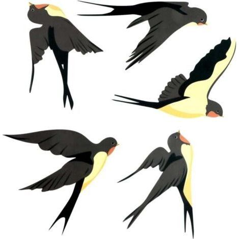 Stickers Anti Collision Oiseaux, Avec Motif Hirondelle, Sticker pour Vitre, Permet d’ éviter Que Les Oiseaux Ne Se Cognent dans Vos Fenêtres, Porte en Verre de Protection (1/4)